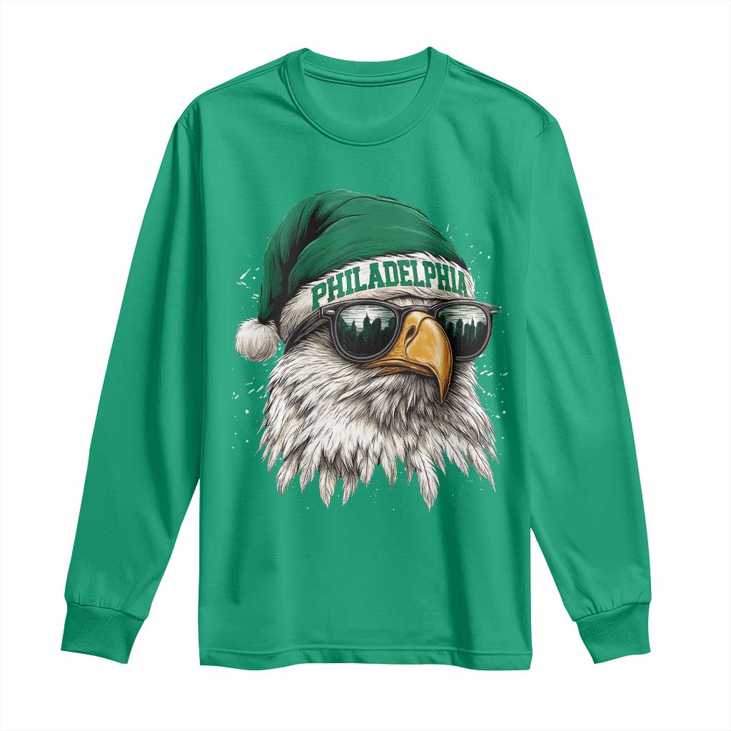 Christmas Football Lover Long Sleeve Shirt Funny Green Santa PFE City Silhouette TS11 Irish Green Print Your Wear