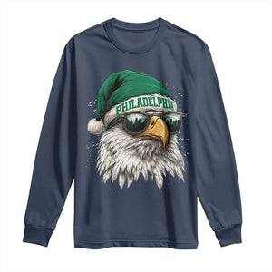 Christmas Football Lover Long Sleeve Shirt Funny Green Santa PFE City Silhouette TS11 Navy Print Your Wear