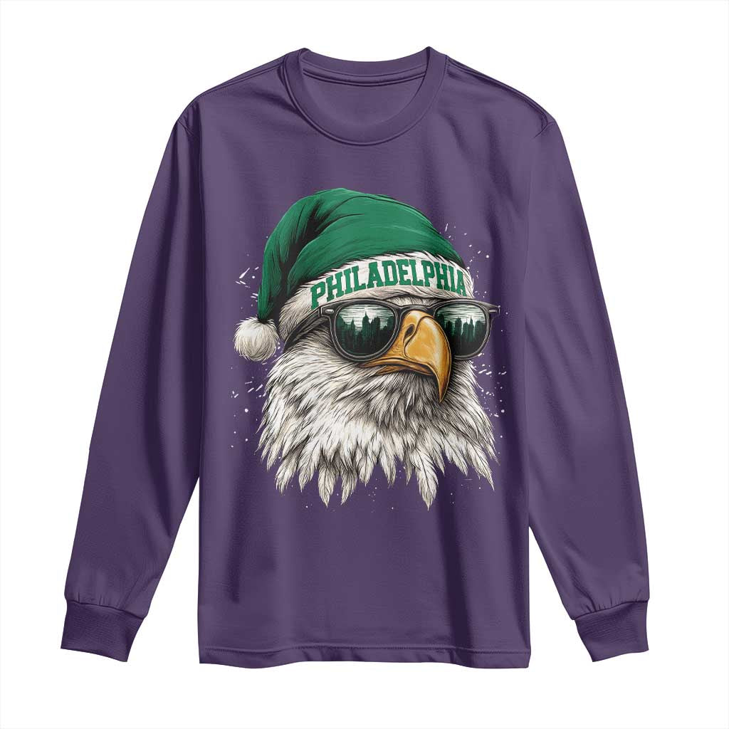 Christmas Football Lover Long Sleeve Shirt Funny Green Santa PFE City Silhouette TS11 Purple Print Your Wear