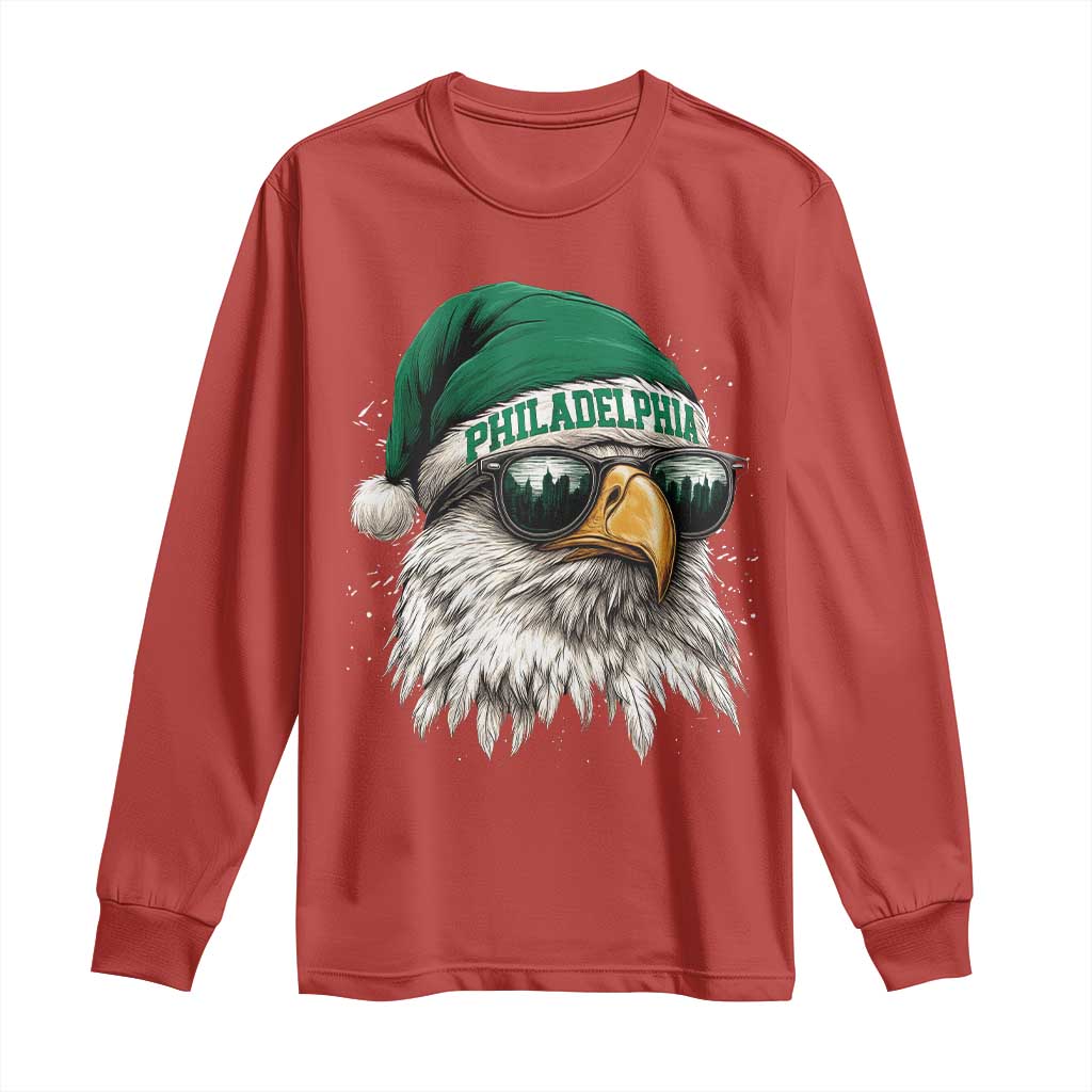 Christmas Football Lover Long Sleeve Shirt Funny Green Santa PFE City Silhouette TS11 Red Print Your Wear