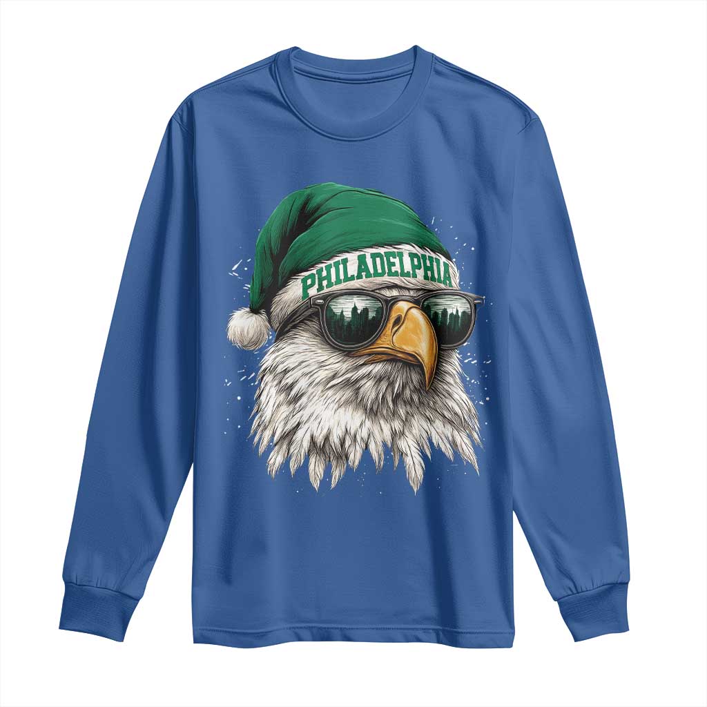 Christmas Football Lover Long Sleeve Shirt Funny Green Santa PFE City Silhouette TS11 Royal Blue Print Your Wear