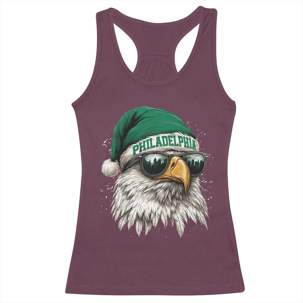 Christmas Philadelphia Fan Racerback Tank Top Funny Santa Eagles Sport Philly Fan TS11 Maroon Print Your Wear