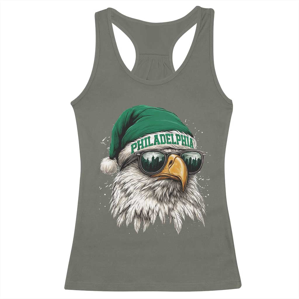 Christmas Philadelphia Fan Racerback Tank Top Funny Santa Eagles Sport Philly Fan TS11 Military Green Print Your Wear