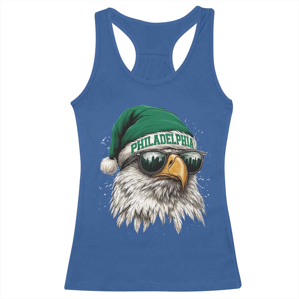 Christmas Philadelphia Fan Racerback Tank Top Funny Santa Eagles Sport Philly Fan TS11 Royal Blue Print Your Wear