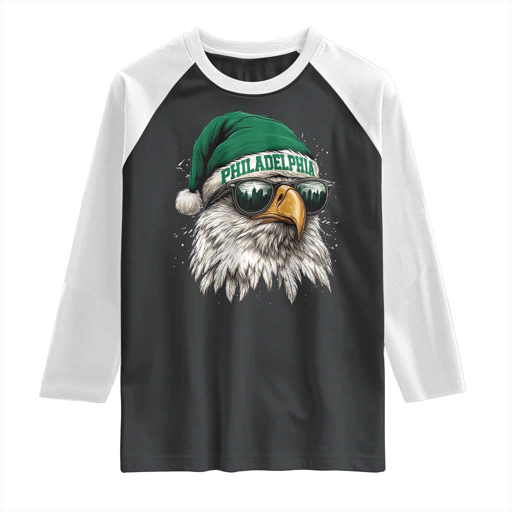 Christmas Football Lover Raglan Shirt Funny Green Santa PFE City Silhouette TS11 Black White Print Your Wear