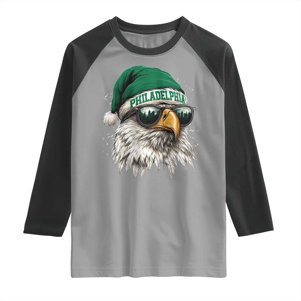 Christmas Philadelphia Fan Raglan Shirt Funny Santa Eagles Sport Philly Fan TS11 Sport Gray Black Print Your Wear