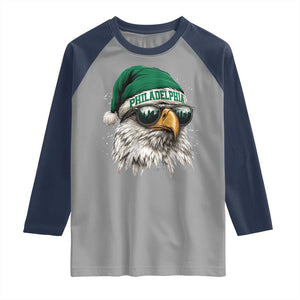 Christmas Philadelphia Fan Raglan Shirt Funny Santa Eagles Sport Philly Fan TS11 Sport Gray Navy Print Your Wear