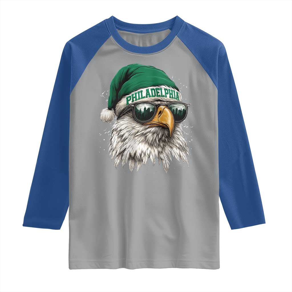 Christmas Philadelphia Fan Raglan Shirt Funny Santa Eagles Sport Philly Fan TS11 Sport Gray Royal Print Your Wear