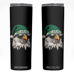 Christmas Football Lover Skinny Tumbler Funny Green Santa PFE City Silhouette TS11 Black Print Your Wear