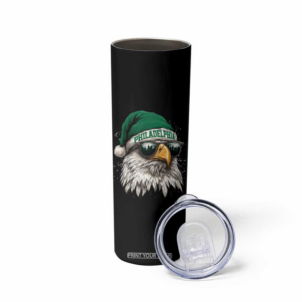 Christmas Football Lover Skinny Tumbler Funny Green Santa PFE City Silhouette TS11 Print Your Wear
