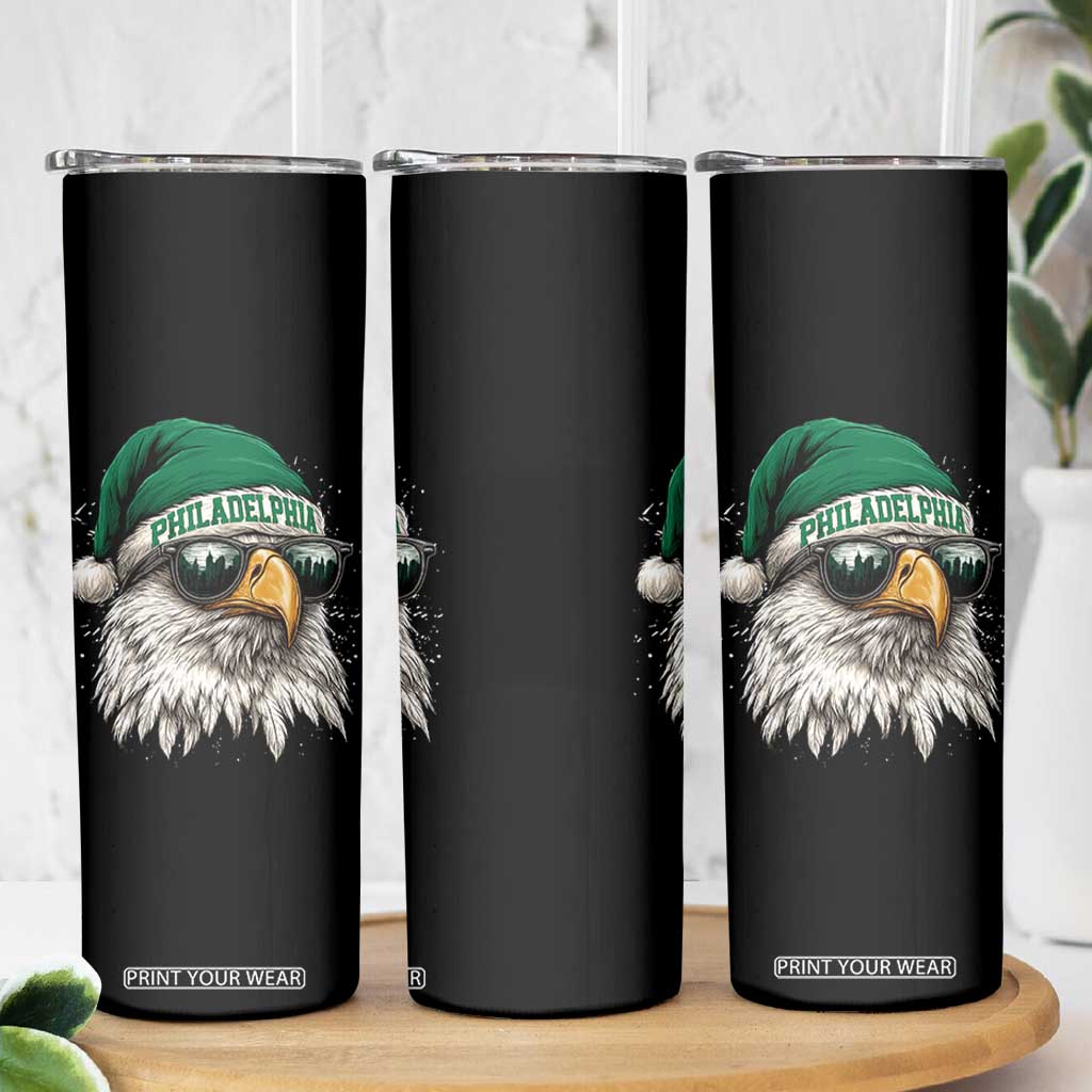 Christmas Football Lover Skinny Tumbler Funny Green Santa PFE City Silhouette TS11 Print Your Wear