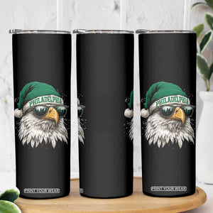 Christmas Football Lover Skinny Tumbler Funny Green Santa PFE City Silhouette TS11 Print Your Wear