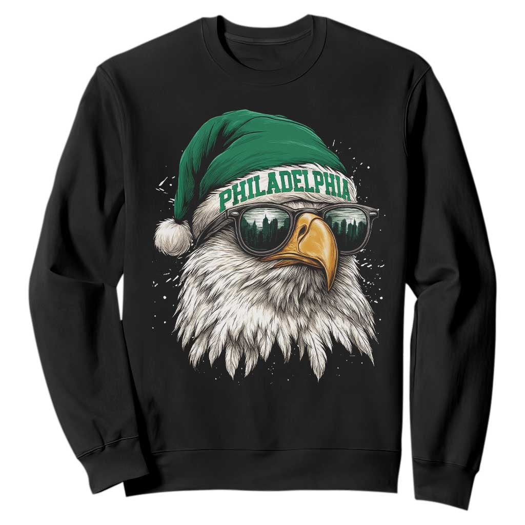 Christmas Philadelphia Fan Sweatshirt Funny Santa Eagles Sport Philly Fan TS11 Black Print Your Wear