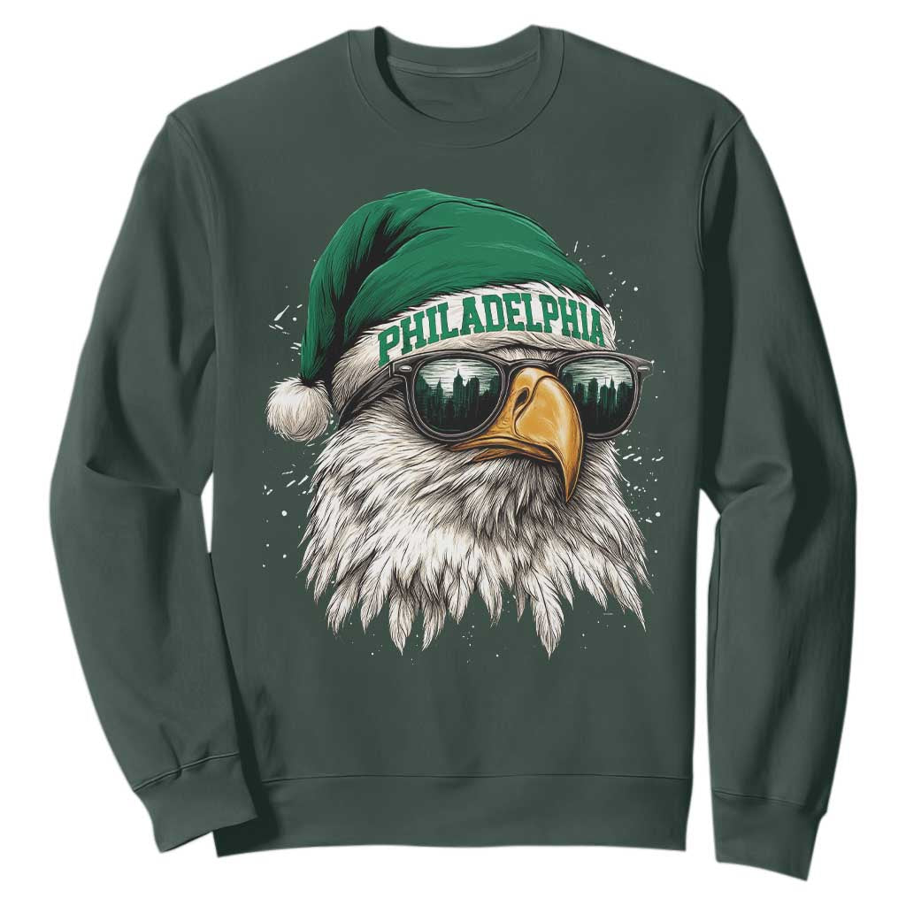 Christmas Football Lover Sweatshirt Funny Green Santa PFE City Silhouette TS11 Dark Forest Green Print Your Wear