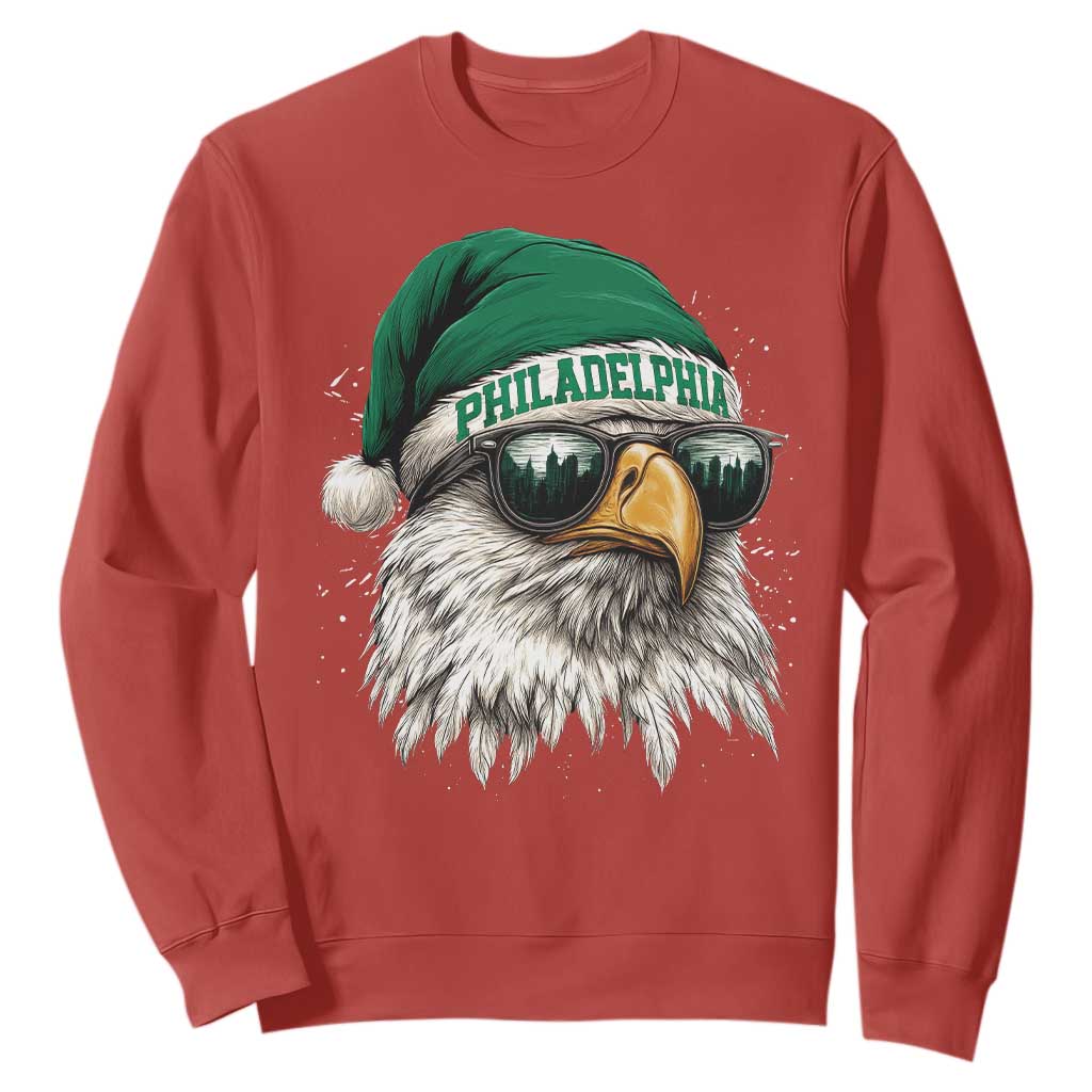 Christmas Football Lover Sweatshirt Funny Green Santa PFE City Silhouette TS11 Red Print Your Wear