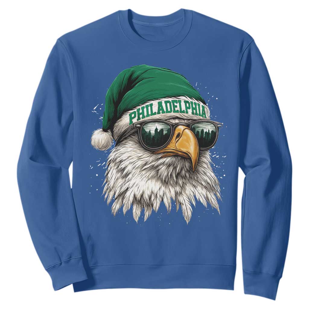 Christmas Football Lover Sweatshirt Funny Green Santa PFE City Silhouette TS11 Royal Blue Print Your Wear