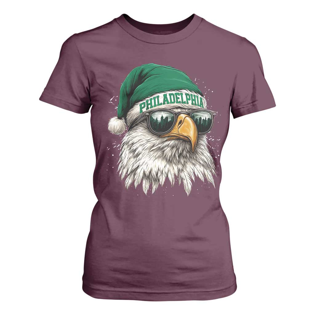 Christmas Football Lover T Shirt For Women Funny Green Santa PFE City Silhouette TS11 Maroon Print Your Wear