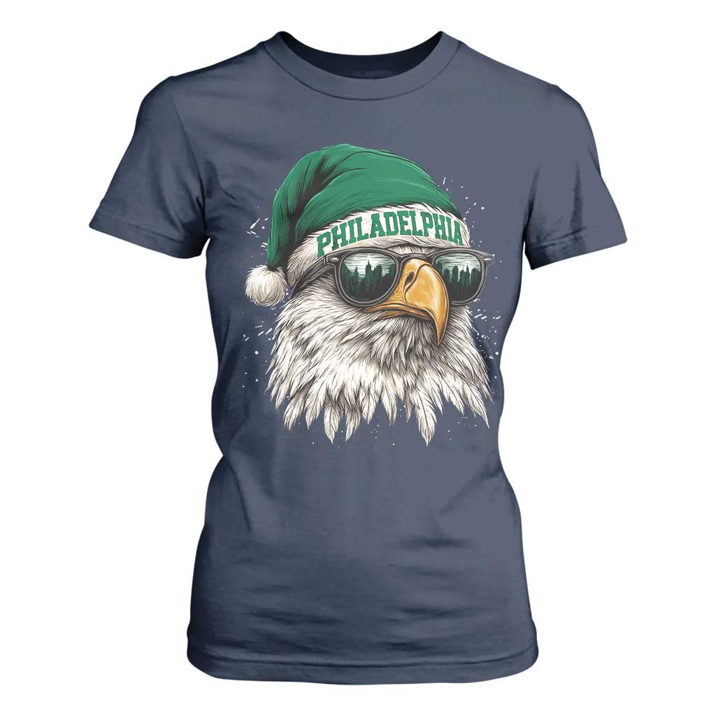 Christmas Football Lover T Shirt For Women Funny Green Santa PFE City Silhouette TS11 Navy Print Your Wear