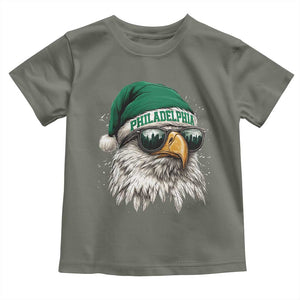 Christmas Football Lover Toddler T Shirt Funny Green Santa PFE City Silhouette TS11 Military Green Print Your Wear