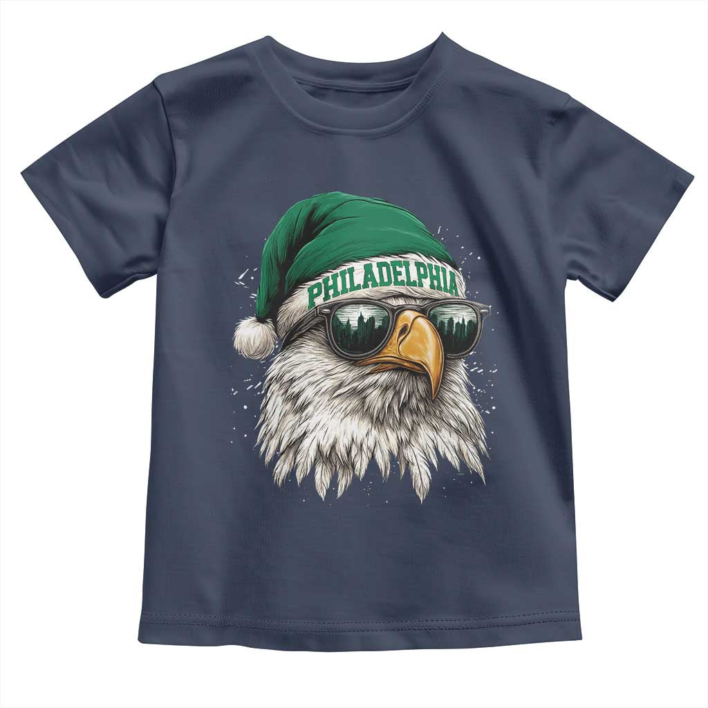 Christmas Football Lover Toddler T Shirt Funny Green Santa PFE City Silhouette TS11 Navy Print Your Wear