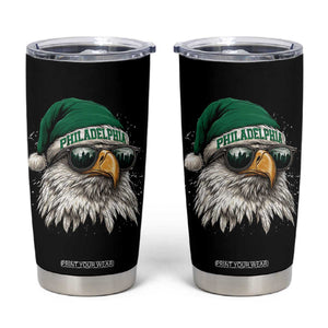 Christmas Football Lover Tumbler Cup Funny Green Santa PFE City Silhouette TS11 Black Print Your Wear