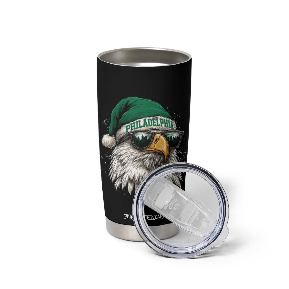 Christmas Football Lover Tumbler Cup Funny Green Santa PFE City Silhouette TS11 Print Your Wear