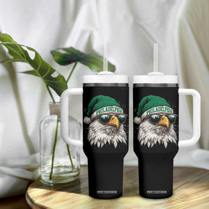 Christmas Football Lover Tumbler With Handle Funny Green Santa PFE City Silhouette TS11 Print Your Wear