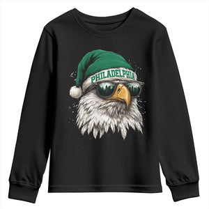 Christmas Football Lover Youth Sweatshirt Funny Green Santa PFE City Silhouette TS11 Black Print Your Wear
