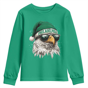 Christmas Football Lover Youth Sweatshirt Funny Green Santa PFE City Silhouette TS11 Irish Green Print Your Wear