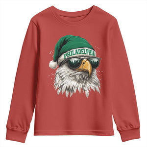 Christmas Football Lover Youth Sweatshirt Funny Green Santa PFE City Silhouette TS11 Red Print Your Wear