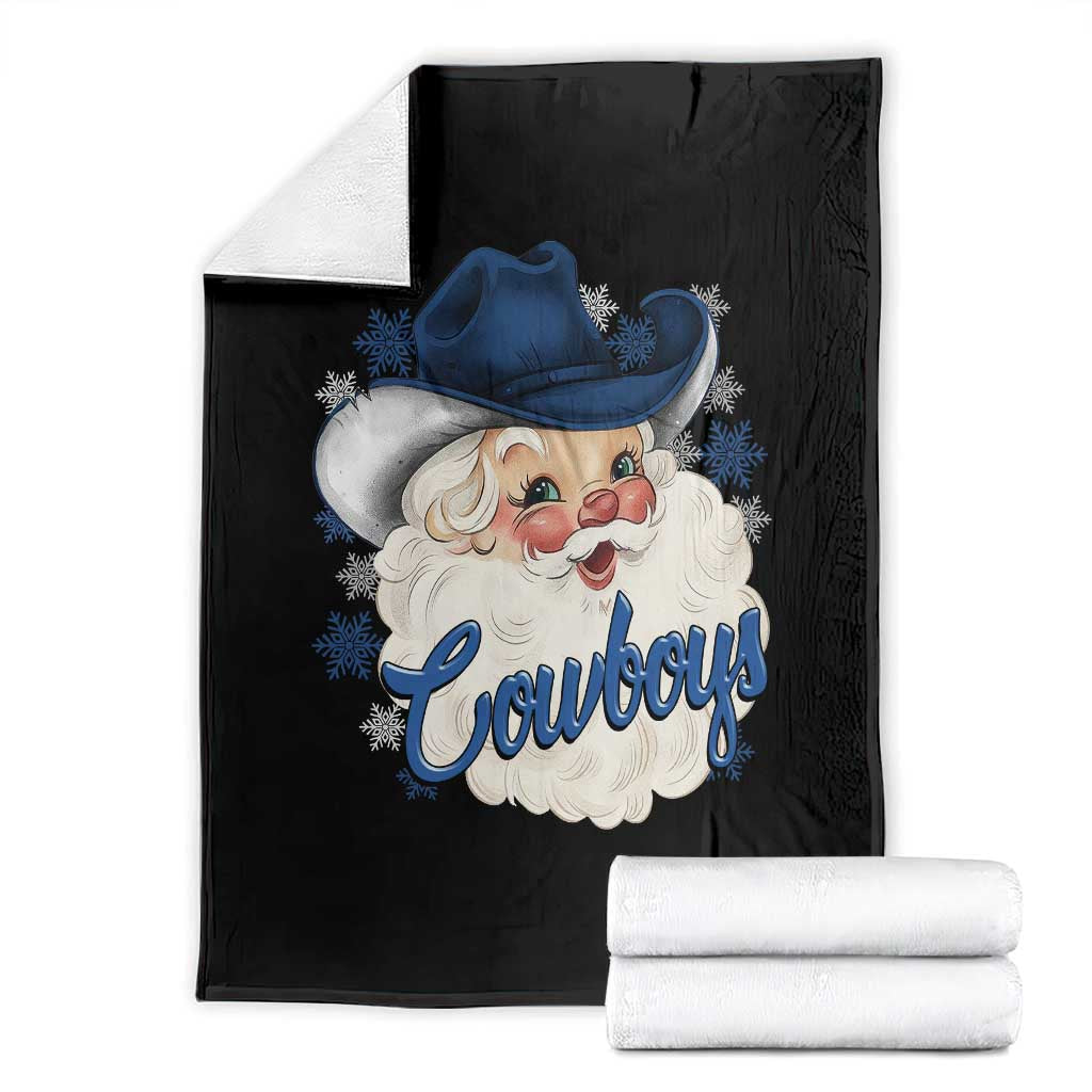 Christmas Cowboys Fan Throw Blanket Funny Xmas American Football Blue Santa TS11 Black Print Your Wear