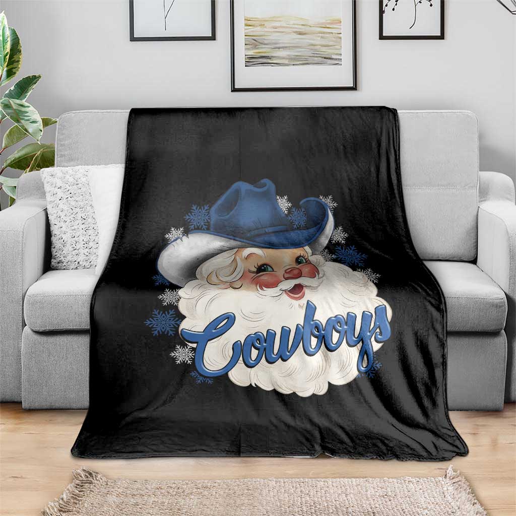 Christmas Cowboys Fan Throw Blanket Funny Xmas American Football Blue Santa TS11 Print Your Wear