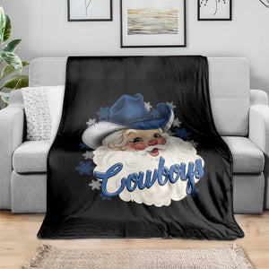 Christmas Cowboys Fan Throw Blanket Funny Xmas American Football Blue Santa TS11 Print Your Wear