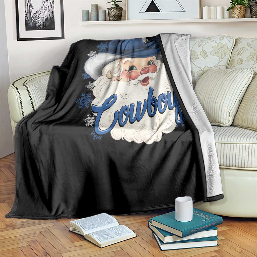 Christmas Cowboys Fan Throw Blanket Funny Xmas American Football Blue Santa TS11 Print Your Wear