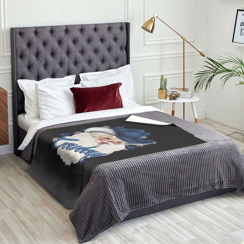 Christmas Cowboys Fan Throw Blanket Funny Xmas American Football Blue Santa TS11 Print Your Wear