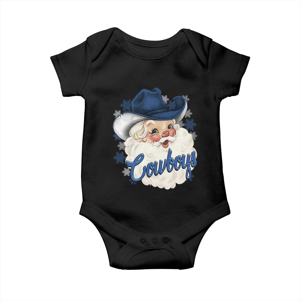 Christmas Cowboys Fan Baby Onesie Funny Xmas American Football Blue Santa TS11 Black Print Your Wear