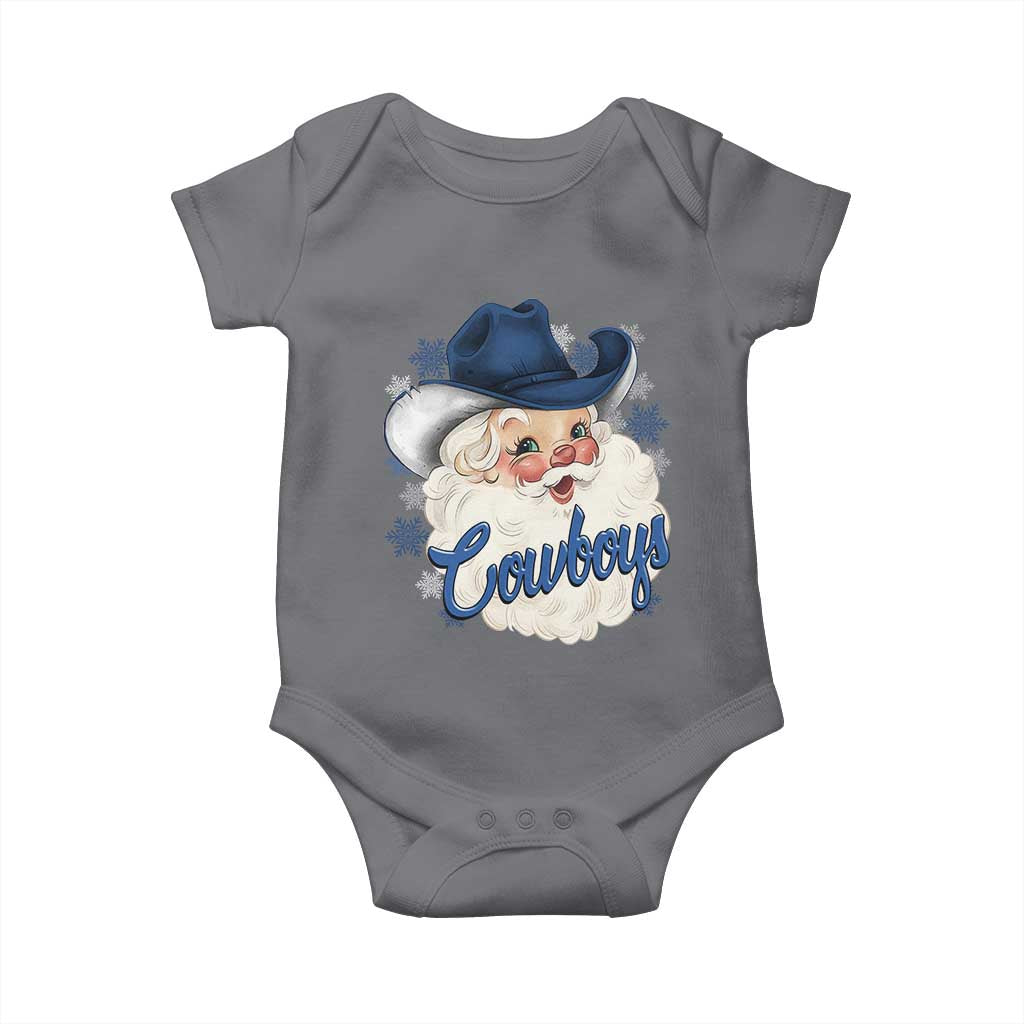 Christmas Cowboys Fan Baby Onesie Funny Xmas American Football Blue Santa TS11 Charcoal Print Your Wear
