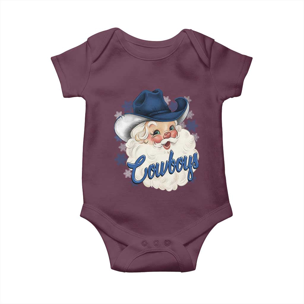 Christmas Cowboys Fan Baby Onesie Funny Xmas American Football Blue Santa TS11 Maroon Print Your Wear