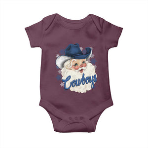 Christmas Cowboys Fan Baby Onesie Funny Xmas American Football Blue Santa TS11 Maroon Print Your Wear