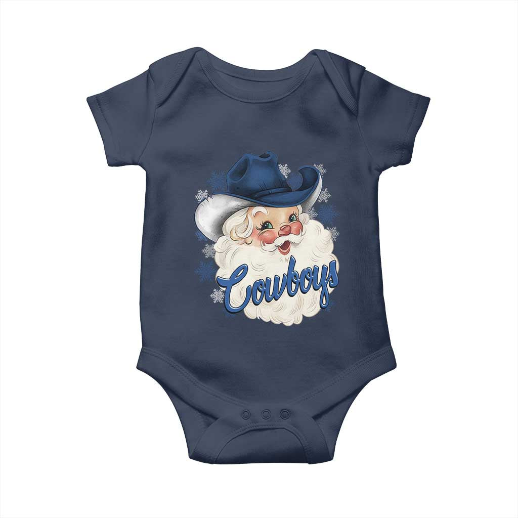 Christmas Cowboys Fan Baby Onesie Funny Xmas American Football Blue Santa TS11 Navy Print Your Wear