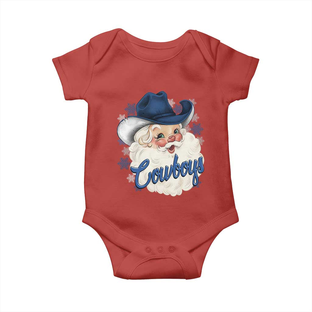 Christmas Cowboys Fan Baby Onesie Funny Xmas American Football Blue Santa TS11 Red Print Your Wear