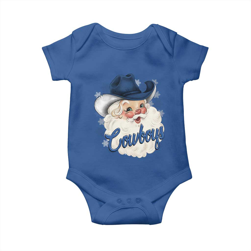 Christmas Cowboys Fan Baby Onesie Funny Xmas American Football Blue Santa TS11 Royal Blue Print Your Wear