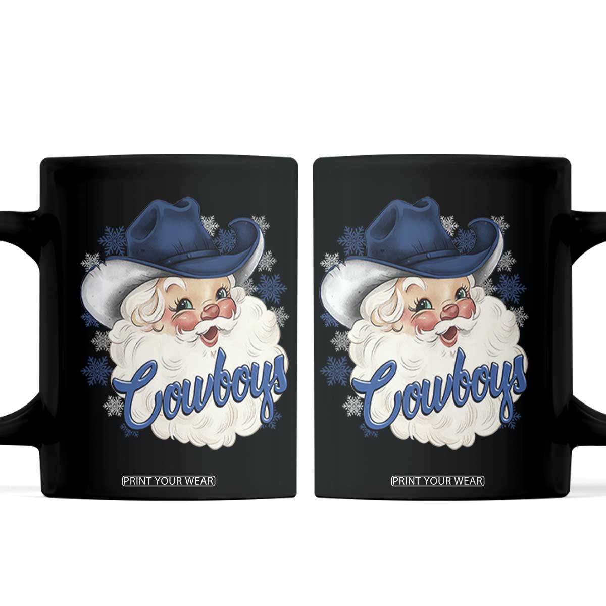 Christmas Cowboys Fan Coffee Mug Funny Xmas American Football Blue Santa TS11 Black Print Your Wear