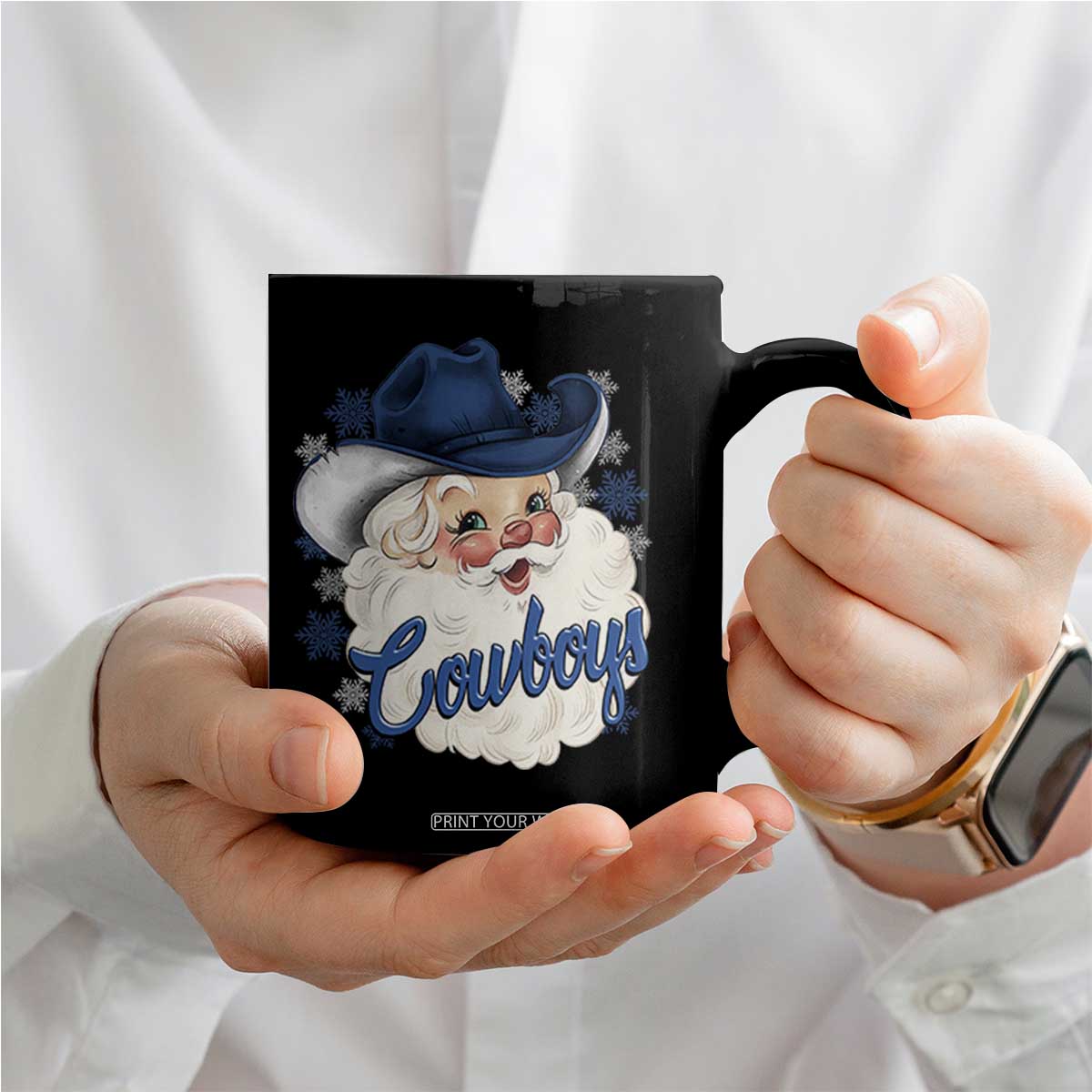 Christmas Cowboys Fan Coffee Mug Funny Xmas American Football Blue Santa TS11 Print Your Wear