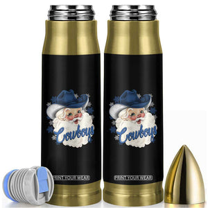 Christmas Cowboys Fan Bullet Tumbler Funny Xmas American Football Blue Santa TS11 Black Print Your Wear
