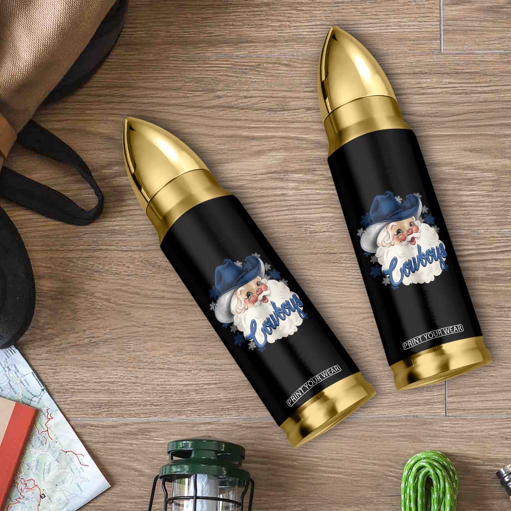 Christmas Cowboys Fan Bullet Tumbler Funny Xmas American Football Blue Santa TS11 Print Your Wear