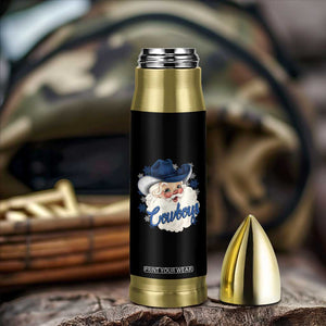 Christmas Cowboys Fan Bullet Tumbler Funny Xmas American Football Blue Santa TS11 Print Your Wear
