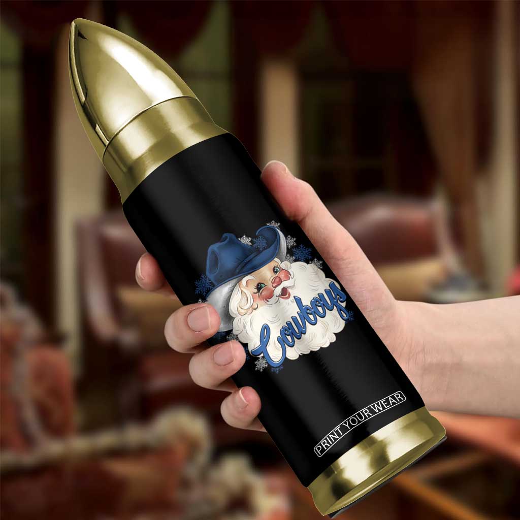 Christmas Cowboys Fan Bullet Tumbler Funny Xmas American Football Blue Santa TS11 Print Your Wear