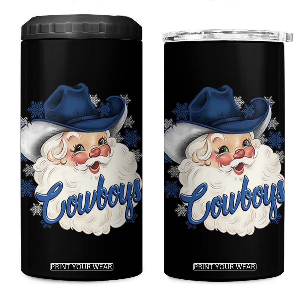 Christmas Cowboys Fan 4 in 1 Can Cooler Tumbler Funny Xmas American Football Blue Santa TS11 One Size: 16 oz Black Print Your Wear