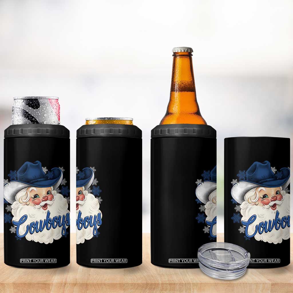 Christmas Football Lover 4 in 1 Can Cooler Tumbler Blue Santa DFC Game Day TS11 Print Your Wear